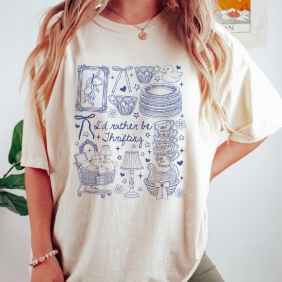 Tops - I'd rather be thrifting t-shirt, Minimalist Thrifter Tee